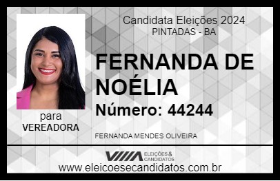 Candidato FERNANDA DE NOÉLIA 2024 - PINTADAS - Eleições