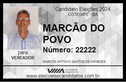 Candidato MARCÃO DO POVO 2024 - COTEGIPE - Eleições