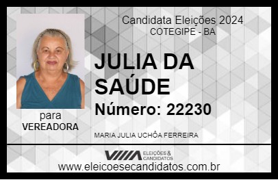 Candidato JULIA DA SAÚDE 2024 - COTEGIPE - Eleições