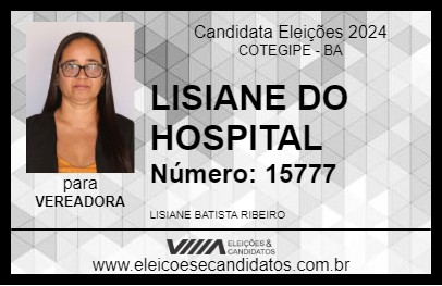 Candidato LISIANE DO HOSPITAL 2024 - COTEGIPE - Eleições