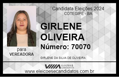 Candidato GIRLENE OLIVEIRA 2024 - COTEGIPE - Eleições