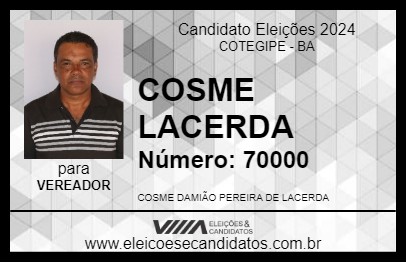 Candidato COSME LACERDA 2024 - COTEGIPE - Eleições