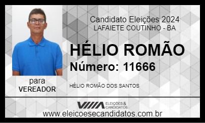 Candidato HÉLIO ROMÃO 2024 - LAFAIETE COUTINHO - Eleições