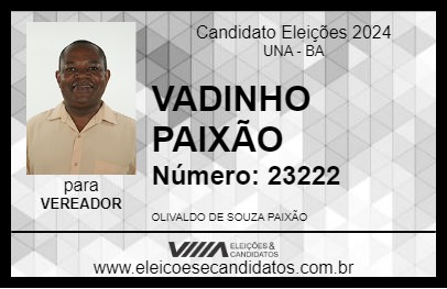 Candidato VADINHO PAIXÃO 2024 - UNA - Eleições