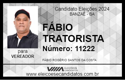 Candidato FÁBIO TRATORISTA 2024 - BANZAÊ - Eleições