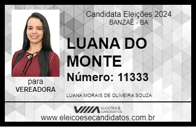 Candidato LUANA DO MONTE 2024 - BANZAÊ - Eleições