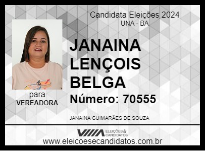 Candidato JANAINA LENÇOIS BELGA 2024 - UNA - Eleições