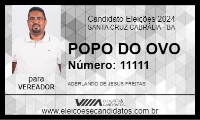 Candidato POPO DO OVO 2024 - SANTA CRUZ CABRÁLIA - Eleições