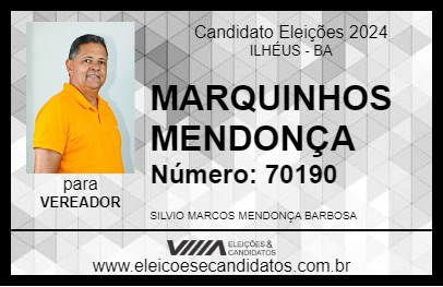 Candidato MARQUINHOS MENDONÇA 2024 - ILHÉUS - Eleições