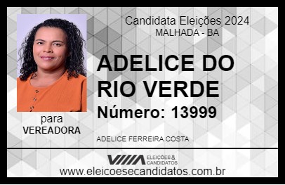 Candidato ADELICE DO RIO VERDE 2024 - MALHADA - Eleições