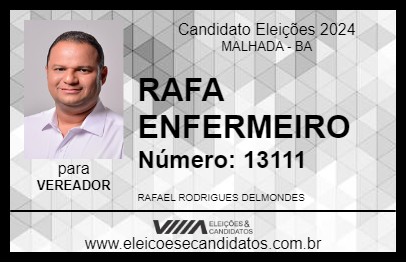 Candidato RAFA ENFERMEIRO 2024 - MALHADA - Eleições