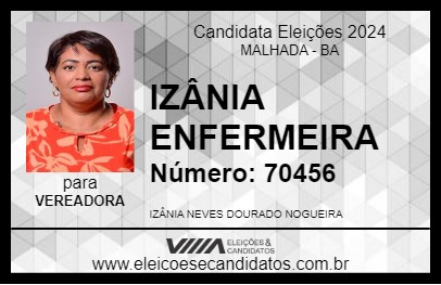 Candidato IZÂNIA ENFERMEIRA 2024 - MALHADA - Eleições