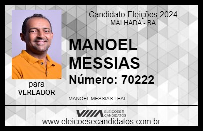 Candidato MANOEL MESSIAS 2024 - MALHADA - Eleições