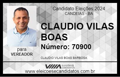 Candidato CLAUDIO VILAS BOAS 2024 - CANDEIAS - Eleições