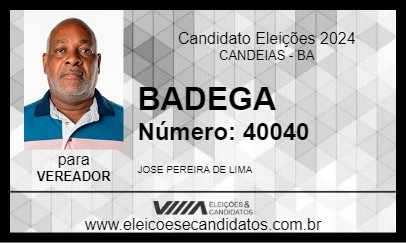 Candidato BADEGA 2024 - CANDEIAS - Eleições