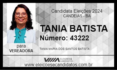 Candidato TANIA BATISTA 2024 - CANDEIAS - Eleições