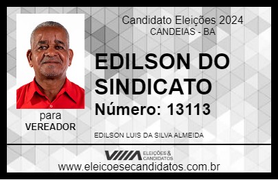 Candidato EDILSON DO SINDICATO 2024 - CANDEIAS - Eleições