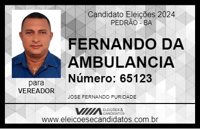 Candidato FERNANDO DA AMBULANCIA 2024 - PEDRÃO - Eleições