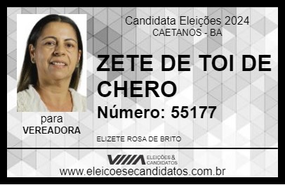 Candidato ZETE DE TOI DE CHERO 2024 - CAETANOS - Eleições