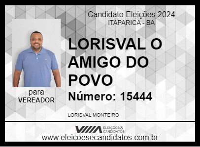 Candidato LORISVAL O AMIGO DO POVO 2024 - ITAPARICA - Eleições