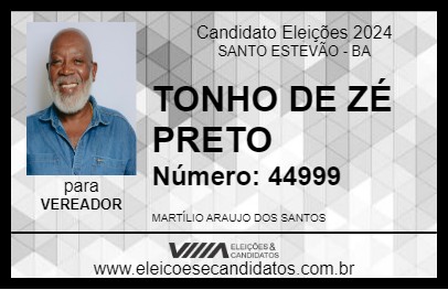 Candidato TONHO DE ZÉ PRETO 2024 - SANTO ESTEVÃO - Eleições