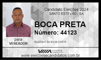 Candidato BOCA PRETA 2024 - SANTO ESTEVÃO - Eleições