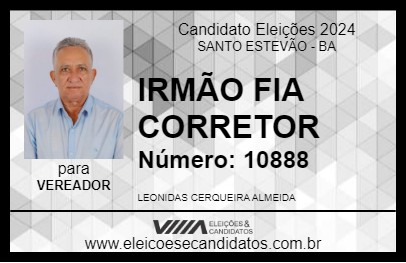 Candidato IRMÃO FIA CORRETOR 2024 - SANTO ESTEVÃO - Eleições