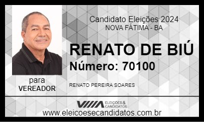 Candidato RENATO DE BIÚ 2024 - NOVA FÁTIMA - Eleições