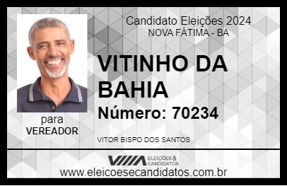 Candidato VITINHO DA BAHIA 2024 - NOVA FÁTIMA - Eleições