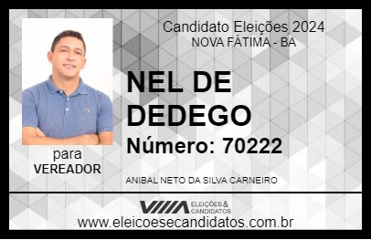 Candidato NEL DE DEDEGO 2024 - NOVA FÁTIMA - Eleições