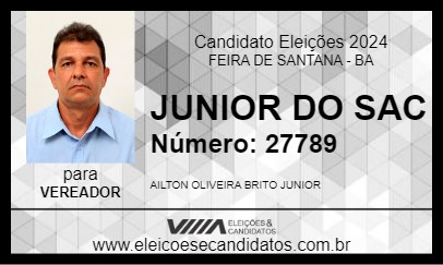 Candidato JUNIOR DO SAC 2024 - FEIRA DE SANTANA - Eleições