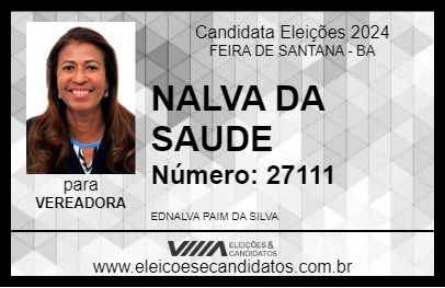 Candidato NALVA DA SAUDE 2024 - FEIRA DE SANTANA - Eleições