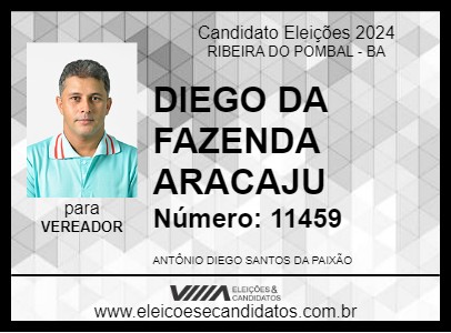 Candidato DIEGO DA FAZENDA ARACAJU 2024 - RIBEIRA DO POMBAL - Eleições