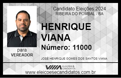 Candidato HENRIQUE VIANA 2024 - RIBEIRA DO POMBAL - Eleições