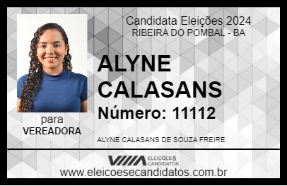 Candidato ALYNE CALASANS 2024 - RIBEIRA DO POMBAL - Eleições