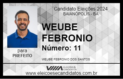 Candidato WEUBE FEBRONIO  2024 - BAIANÓPOLIS - Eleições