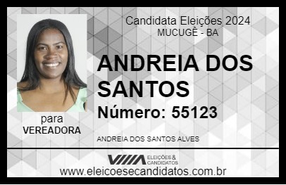 Candidato ANDREIA DOS SANTOS 2024 - MUCUGÊ - Eleições