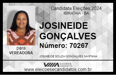 Candidato JOSINEIDE GONÇALVES 2024 - IBIRATAIA - Eleições