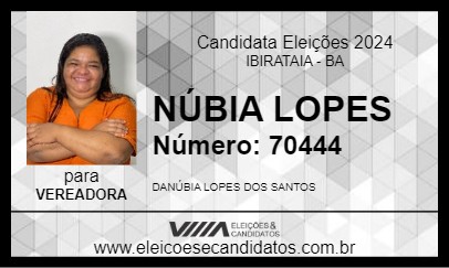 Candidato NÚBIA LOPES 2024 - IBIRATAIA - Eleições