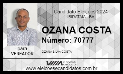 Candidato OZANA COSTA 2024 - IBIRATAIA - Eleições