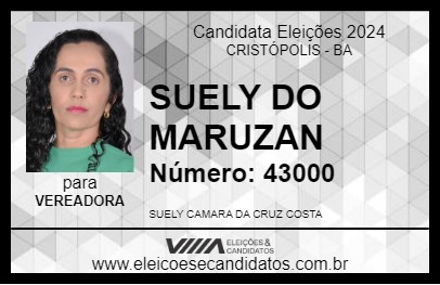 Candidato SUELY DO MARUZAN 2024 - CRISTÓPOLIS - Eleições