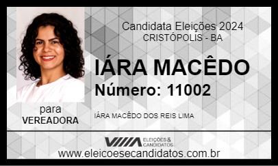 Candidato IÁRA MACÊDO 2024 - CRISTÓPOLIS - Eleições