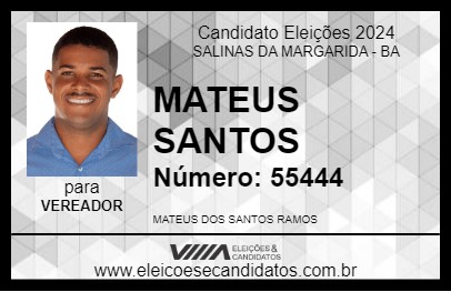 Candidato MATEUS SANTOS 2024 - SALINAS DA MARGARIDA - Eleições