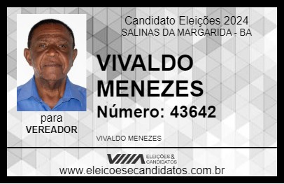 Candidato VIVALDO MENEZES 2024 - SALINAS DA MARGARIDA - Eleições