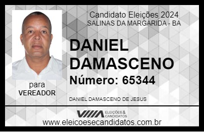 Candidato DANIEL DAMASCENO 2024 - SALINAS DA MARGARIDA - Eleições