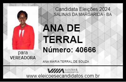 Candidato ANA DE TERRAL 2024 - SALINAS DA MARGARIDA - Eleições