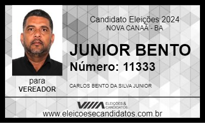 Candidato JUNIOR BENTO 2024 - NOVA CANAÃ - Eleições