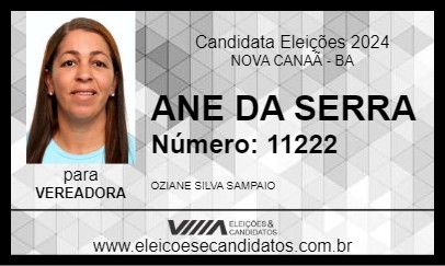 Candidato ANE DA SERRA 2024 - NOVA CANAÃ - Eleições