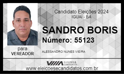 Candidato SANDRO BORIS 2024 - IGUAÍ - Eleições