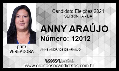 Candidato ANNY ARAÚJO 2024 - SERRINHA - Eleições